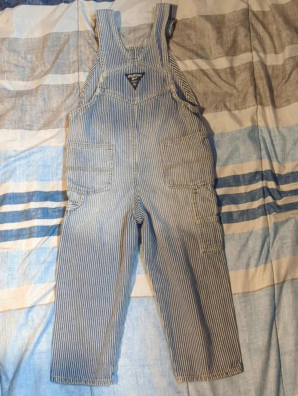OshKosh B'gosh Toddler Blue and White Striped Relaxed Overalls